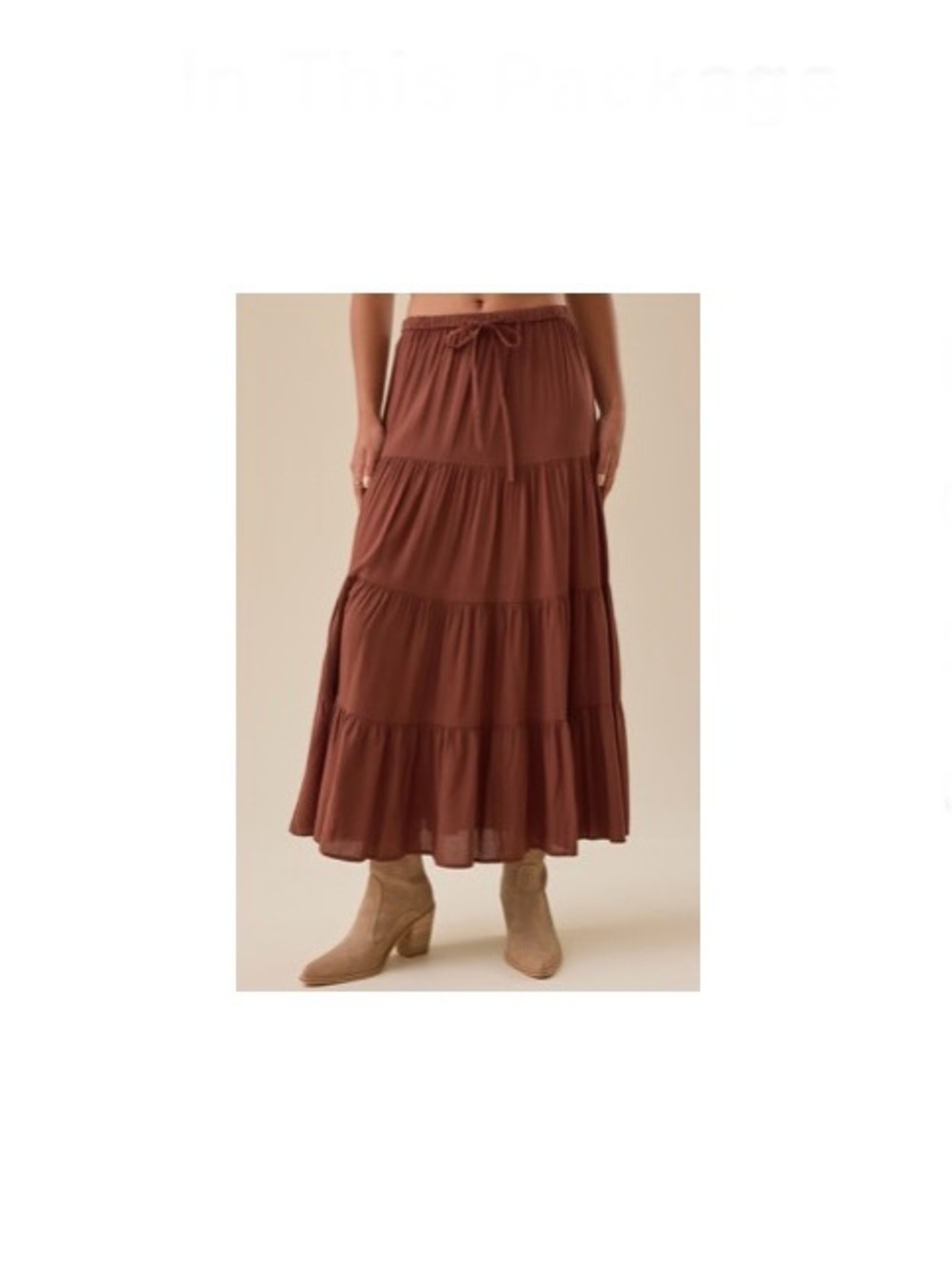 ALTARD STATE New Tiered Midi Skirt in Chestnut Brown Size Large